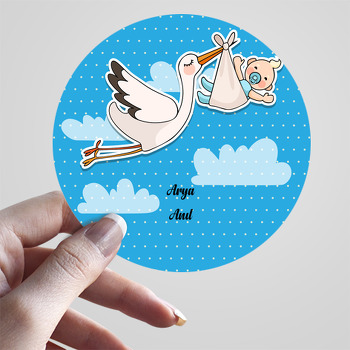 Leylek Temalı Hoşgeldin Bebek Sticker