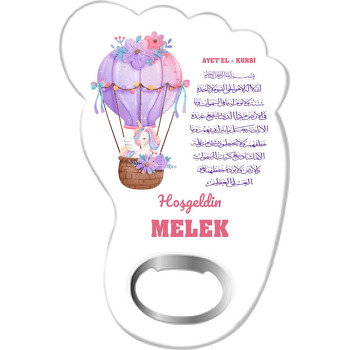 Lila Balonlu Unicorn ile Ayetel Kursi Temalı Ayak İzi Magnet Açacak