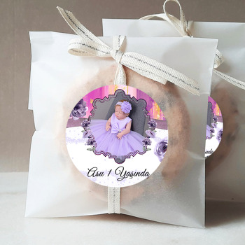 Lila Çiçek Desen Temalı Resimli Sticker