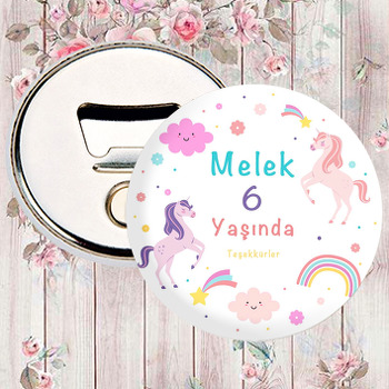 Lila ile Pembe Unicorn Temalı Magnet Açacak