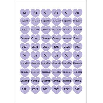 Lila Kalp Temalı Şekilli Sticker