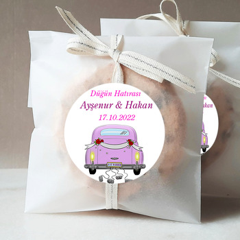 Lila Klasik Gelin Arabası Temalı Sticker