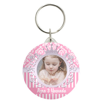Lila Taç Damask Temalı Anahtarlık