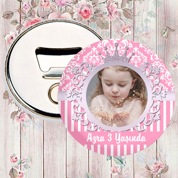 Lila Taç Damask Temalı Magnet Açacak