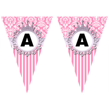 Lila Taç Damask Temalı Parti Banner