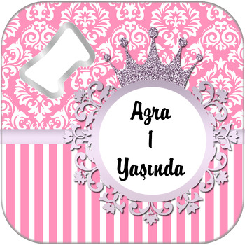 Lila Taçlı Damask Temalı Kare Magnet Açacak