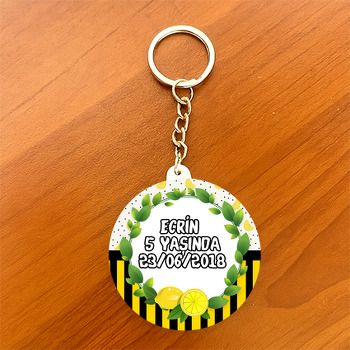 Limon 2 Temalı Daire Plastik Anahtarlık