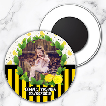  Limon 2 Temalı Resimli Daire Plastik Magnet