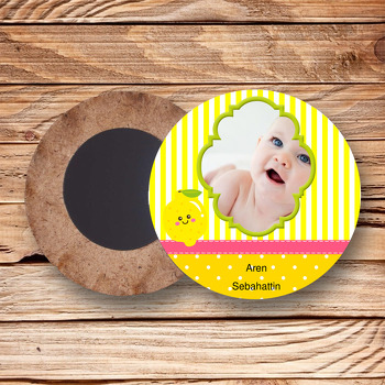 Limon Temalı Resimli Ahşap Daire Magnet