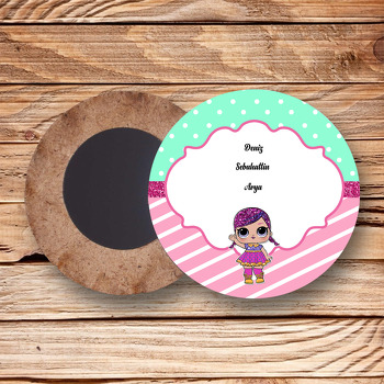 Lol Surprise Super BB  Temalı Ahşap Daire Magnet
