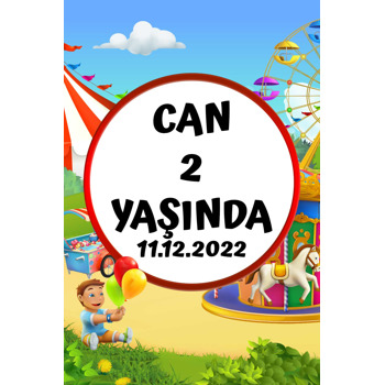 Lunapark Temalı Doğum Günü Magnet