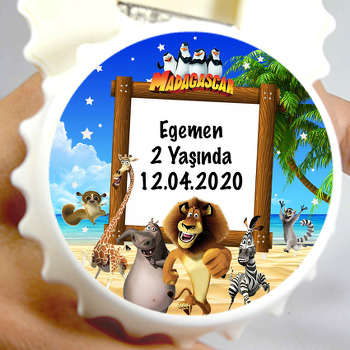 Madagaskar Temalı Kapak Şekilli Magnet Açacak