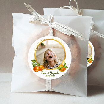 Mandalina ile Gold Çerçeve Temalı Sticker