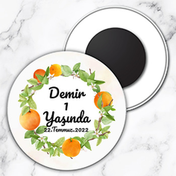 Mandalina Temalı Daire Plastik Magnet