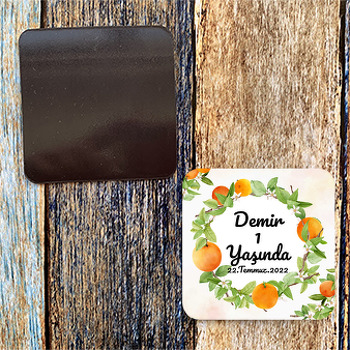Mandalina Temalı Kare Magnet