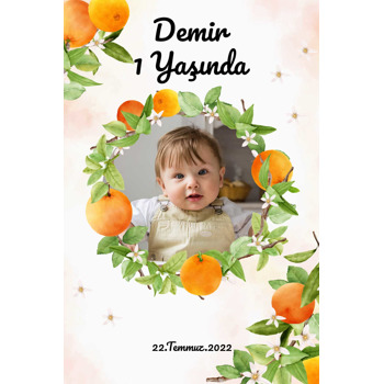 Mandalina Temalı Resimli Doğum Günü Afiş