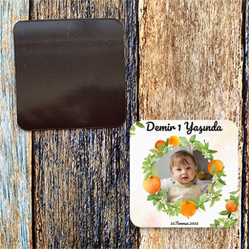 Mandalina Temalı Resimli Kare Magnet