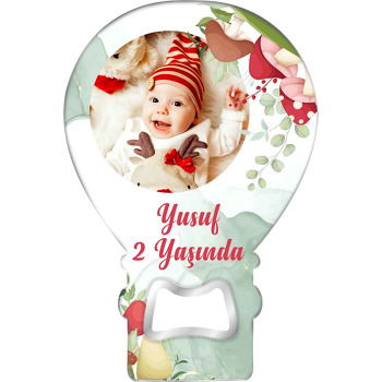 Mantarlar ile Yapraklar Temalı Balon Ahşap Magnet 