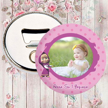 Maşa ve Koca Ayı Pembe Puantiye ile Çerçeve Temalı Magnet Açacak