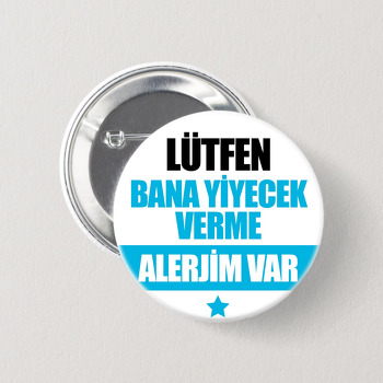 Mavi Alerji Yazı Temalı İğneli Buton Rozet