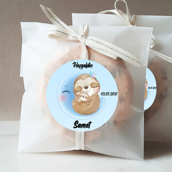 Mavi Ayda Tropikal Anne Çocuk Temalı Sticker