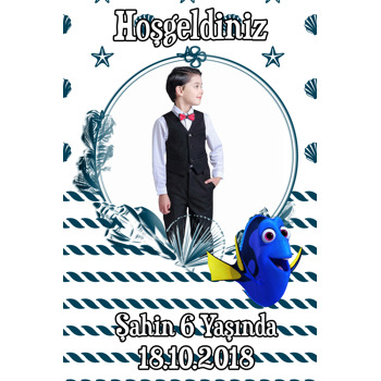 Mavi Balık Temalı Doğum Günü Afiş