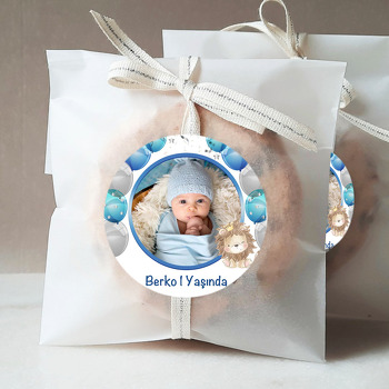 Mavi Balonlar ile Taçlı Aslan Temalı Sticker