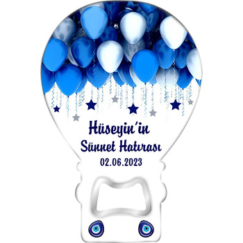 Mavi Balonlar ile Yıldızlarla Sünnet Hatırası Temalı Balon Magnet Açacak
