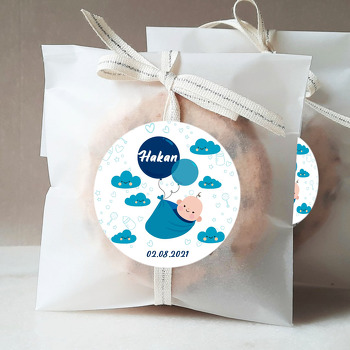Mavi Balonlu Bebek Temalı Sticker