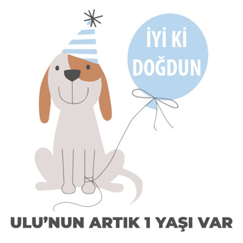 Mavi Balonlu Köpek Temalı Kare Parti Afiş