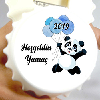 Mavi Balonlu Panda Temalı Kapak Şekilli Magnet Açacak