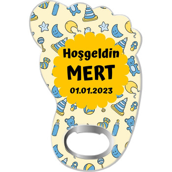 Mavi Bebek Eşyaları sarı Fonda Temalı Ayak İzi Magnet Açacak