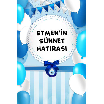 Mavi Beyaz Çizgili Fon ile Balonlar Dantel İşlemeli Çerçeve Temalı Magnet