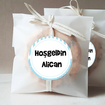 Mavi Beyaz Çizgili Puantiye Temalı Sticker