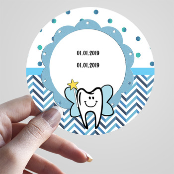 Mavi Beyaz Diş Temalı Sticker