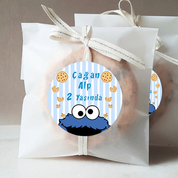 Mavi Beyaz Kurabiye Canavarı Temalı Sticker