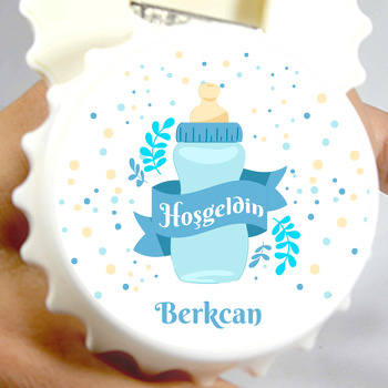 Mavi Biberon Temalı Hoşgeldin Bebek Kapak Açacak