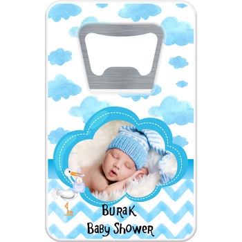 Mavi Bulut Baby Shower Temalı Dikdörtgen Magnet Açacak