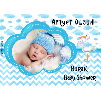 Mavi Bulut Baby Shower Temalı Doğum Günü Amerikan Servis