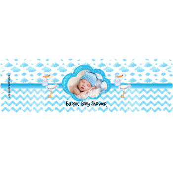 Mavi Bulut Baby Shower Temalı Peçete Sargısı
