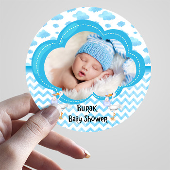 Mavi Bulut Baby Shower Temalı Resimli Sticker