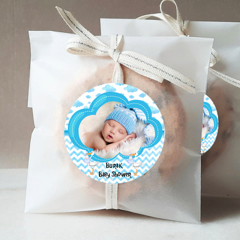 Mavi Bulut Baby Shower Temalı Resimli Sticker