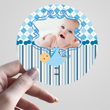 Mavi Çerçeve Temalı Hoşgeldin Bebek Sticker
