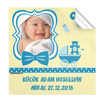 Mavi Çerçeveli  Kare Etiket