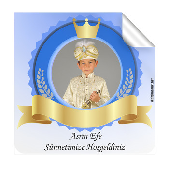 Mavi Çerçeveli Sünnet  Kare Etiketi