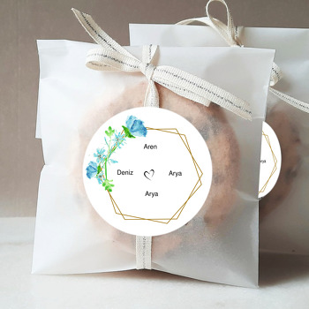 Mavi Çiçek 2 Temalı Söz Nişan Nikah Sticker