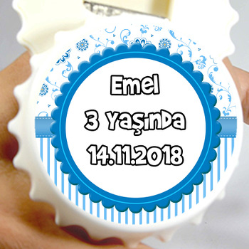 Mavi Çiçek Temalı Kapak Şekilli Magnet Açacak