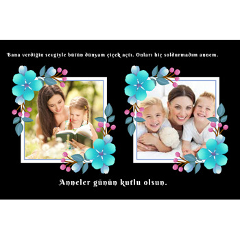 Mavi Çiçek Temalı Plastik Magnet