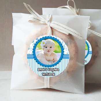 Mavi Çiçek Temalı Resimli Sticker