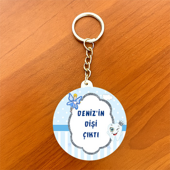 Mavi Diş BuğdayıTemalı Daire Plastik Anahtarlık